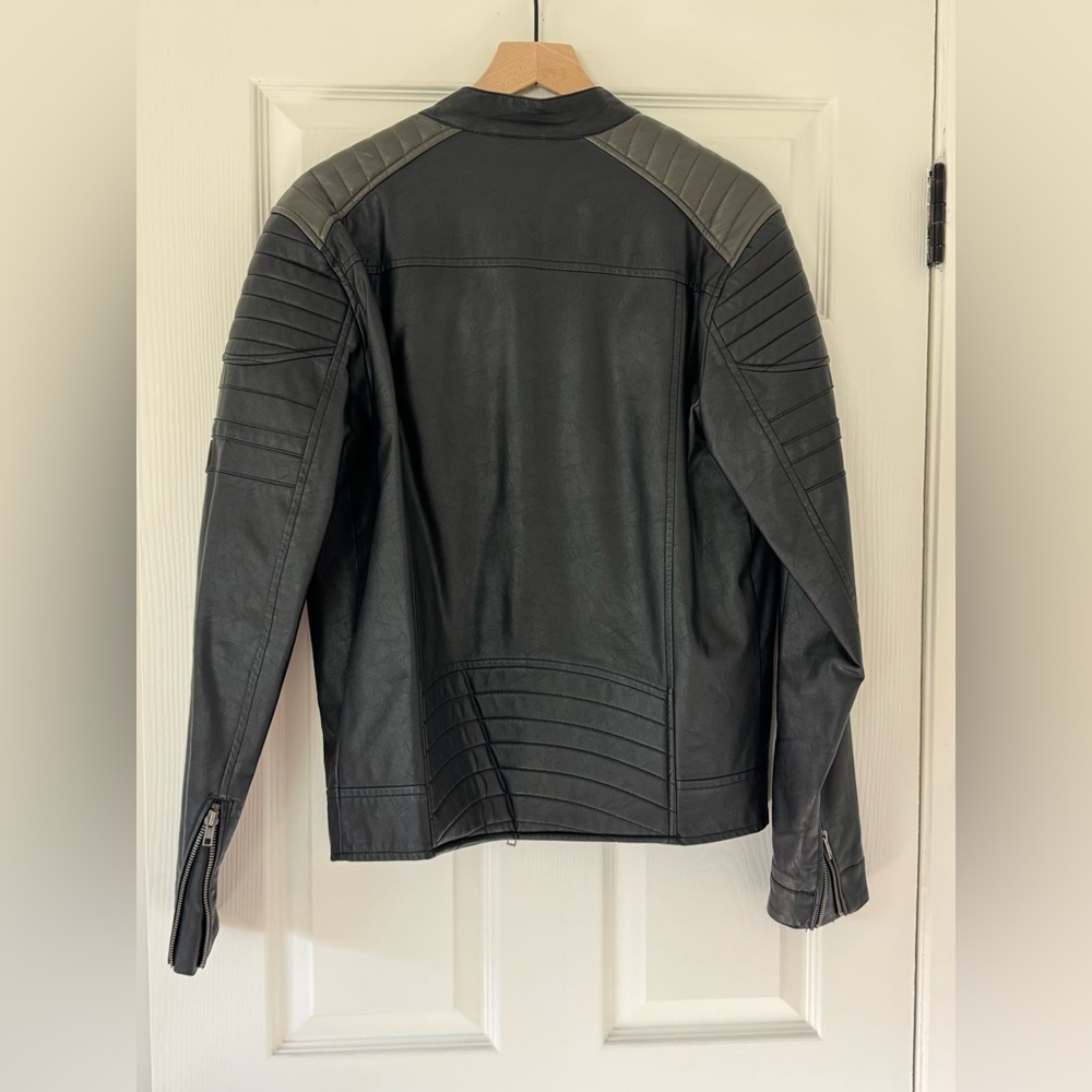 G by Guess Black & Gray Faux Leather Jacket - Picture 2 of 14
